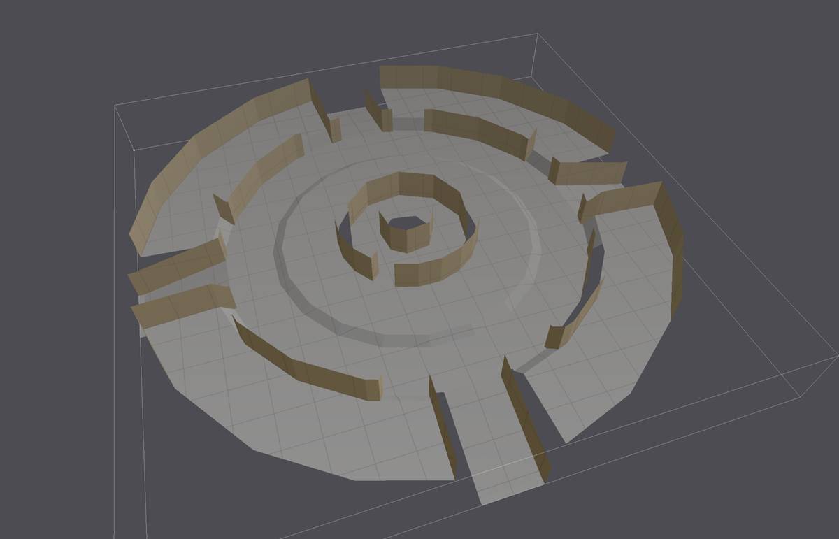 Navigation mesh of a circular station floor